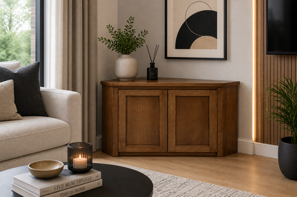 Solana (AUSSIE MADE) Corner TV Unit Collection - Tassie Oak Combination - Assorted Stained Colours