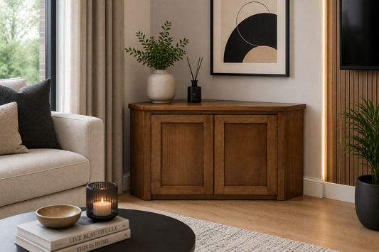 Solana (AUSSIE MADE) Corner TV Unit Collection - Tassie Oak Combination - Assorted Stained Colours