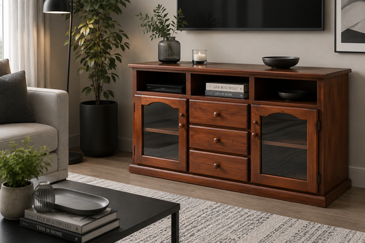 Arncliff (AUSSIE MADE) TV Lowline Unit With 2 Doors / 3 Drawers Collection - Assorted Stained Colours