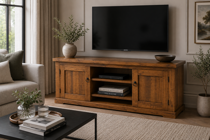 Arncliff (AUSSIE MADE) Lowline TV Unit With Solid Door & Plynth Base Collection - Assorted Stained Colours