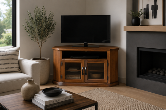 Ohio (AUSSIE MADE) 2 Slot Corner TV Unit Collection - Assorted Stained Colours