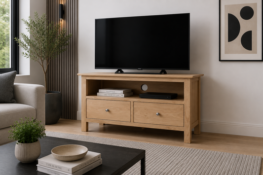 Robinhood (AUSSIE MADE) Standard With 2 Drawers TV Unit Collection - Tassie Oak Combination - Assorted Stained Colours