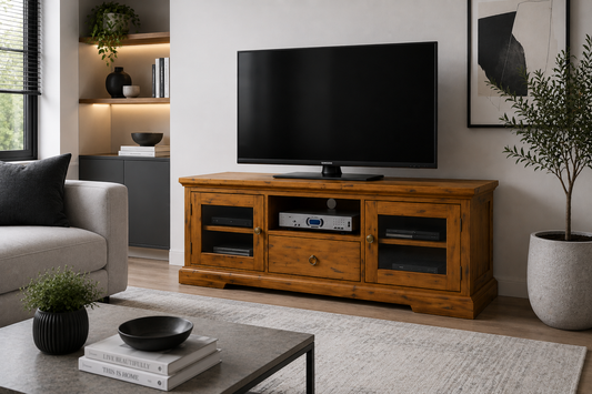 Donsilia (AUSSIE MADE) Lowline TV Entertainment Unit With 2 Door & 1 Drawer Collection - Assorted Stained Colours