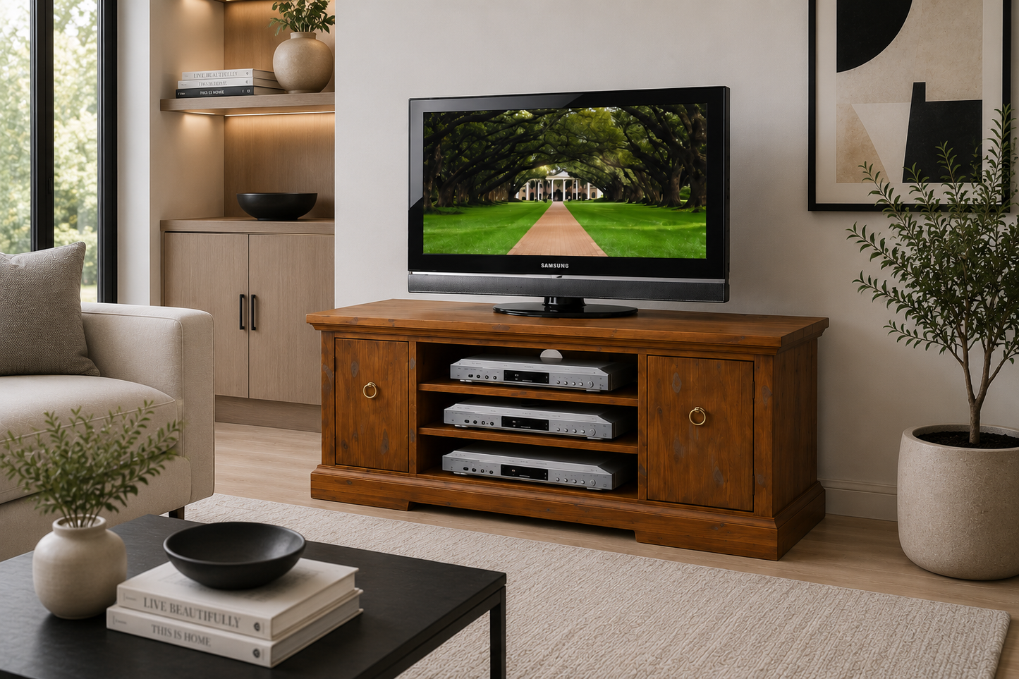 Donsilia (AUSSIE MADE) 2 Door Lowline TV Entertainment Unit Collection - Assorted Stained Colours