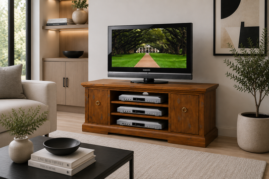 Donsilia (AUSSIE MADE) 2 Door Lowline TV Entertainment Unit Collection - Assorted Stained Colours