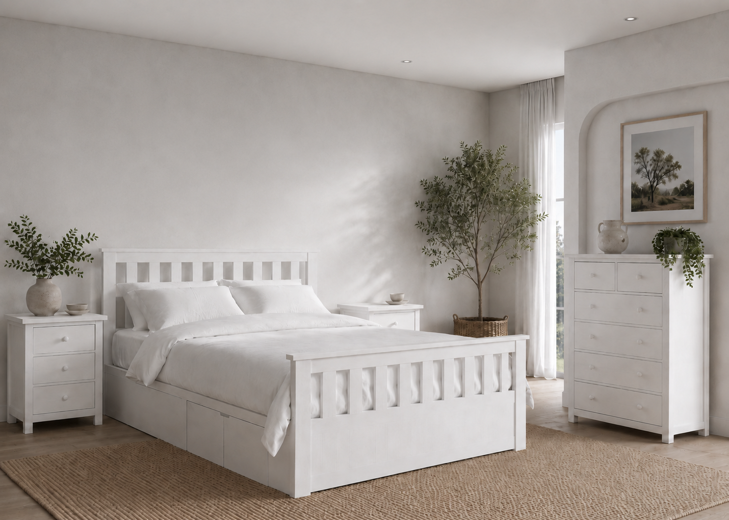 King Cronulla (AUSSIE MADE) Bed With 4 Under Bed Storage Drawers - Tassie Oak Combination - Assorted Colours