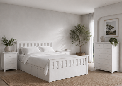 King Cronulla (AUSSIE MADE) Bed With 4 Under Bed Storage Drawers - Tassie Oak Combination - Assorted Colours