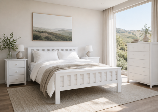 Cronulla King (AUSSIE MADE) 3 Piece (BEDSIDE) Bedroom Suite With Federation Casegoods - Assorted Painted Colours