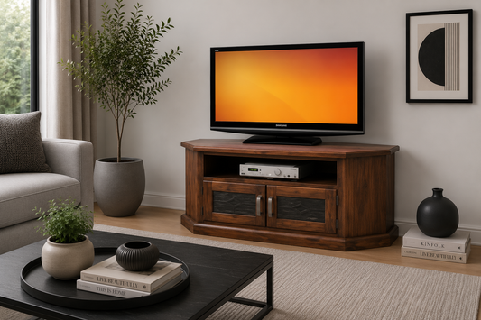 Spring (AUSSIE MADE) Corner TV Unit Collection - Assorted Stained Colours