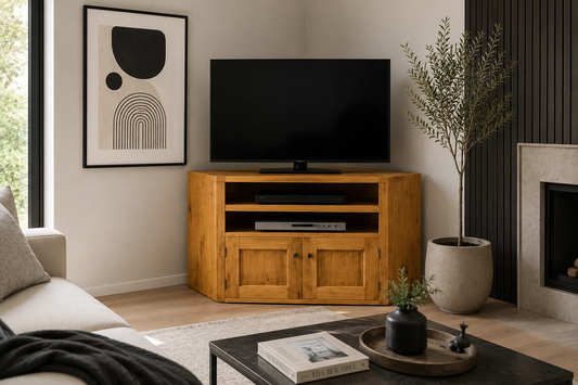 Nikki (AUSSIE MADE) Twin Slot Corner TV Unit Collection - Assorted Stained Colours