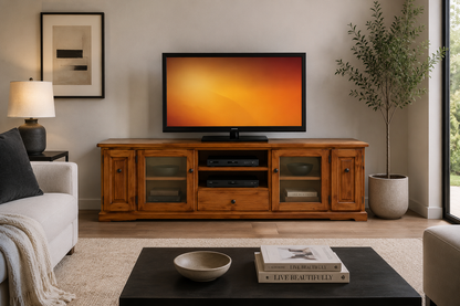 Ace (AUSSIE MADE) TV Unit With Twin Pull-outs Collection - Assorted Stained Colours