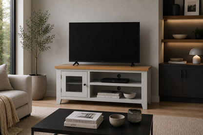 Arbetta (AUSSIE MADE) TV Unit With 1 Door / 2 Component Spaces Collection - Assorted Painted / Stained Colours