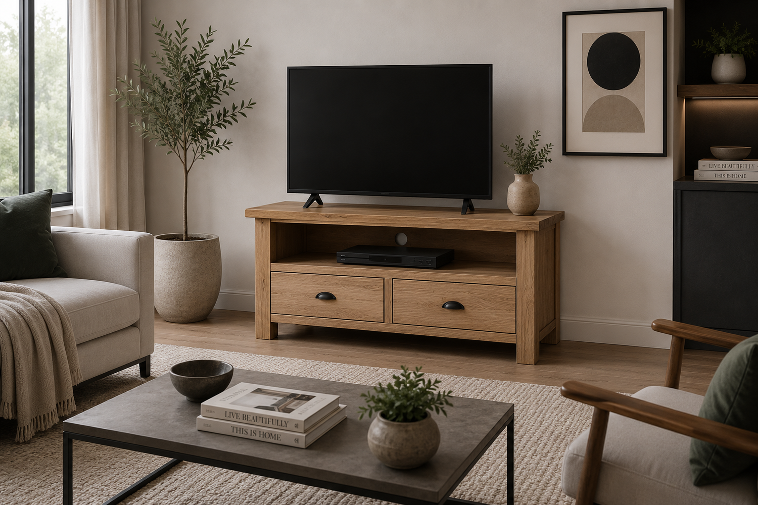 Eminence (AUSSIE MADE) Oak Corner TV Entertainment Unit Collection - Tassie Oak Combination - Assorted Stained Colours