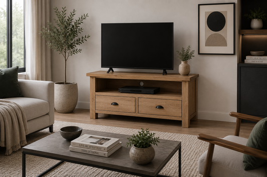Eminence (AUSSIE MADE) Oak Corner TV Entertainment Unit Collection - Tassie Oak Combination - Assorted Stained Colours