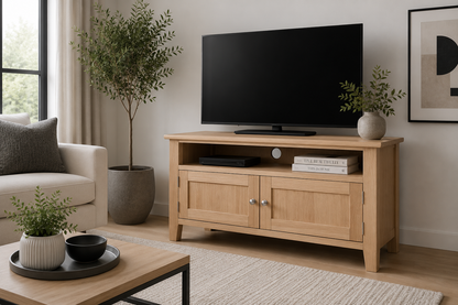 Robinhood (AUSSIE MADE) 2 Door Corner TV Unit Collection - Tassie Oak Combination - Assorted Stained Colours