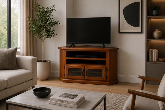 Kelsy (AUSSIE MADE) Corner TV Unit Collection - Assorted Stained Colours