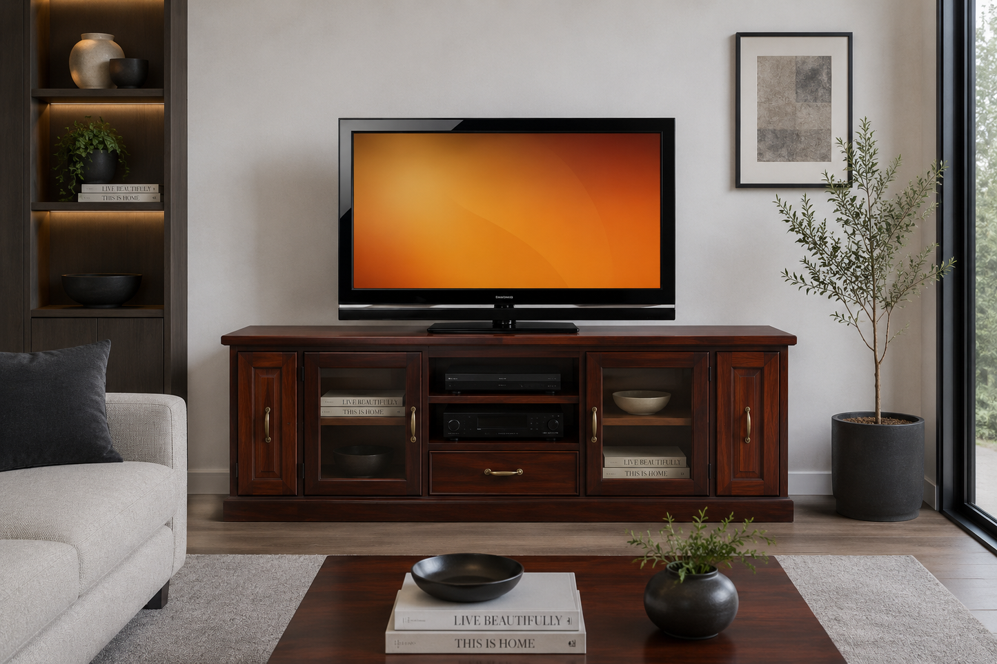 June 2 Door / 2 Pull-out / 1 Drawer (AUSSIE MADE) TV Unit - 670(H) X 1980(W) - Assorted Colours