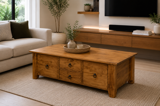 Rebecca (AUSSIE MADE) Coffee Table With 4 Drawers Collection - Assorted Stained Colours
