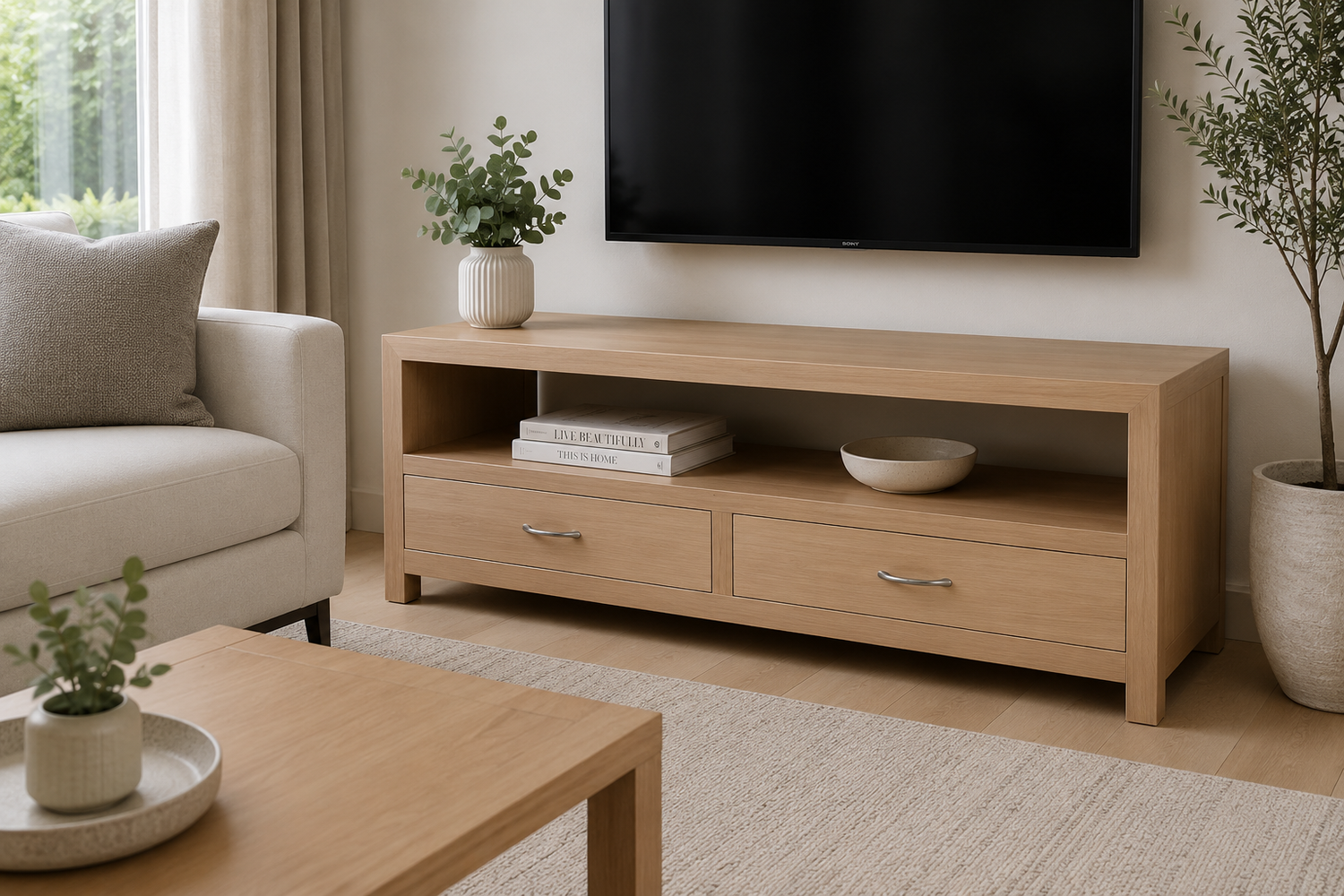 Morgan (AUSSIE MADE) 2 Drawers Coffee Table Collection - Tassie Oak Combination - Assorted Stained Colours