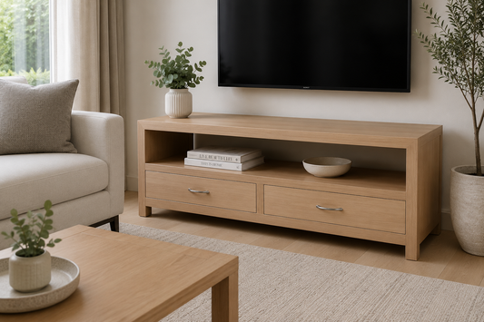 Morgan (AUSSIE MADE) 2 Drawers Coffee Table Collection - Tassie Oak Combination - Assorted Stained Colours
