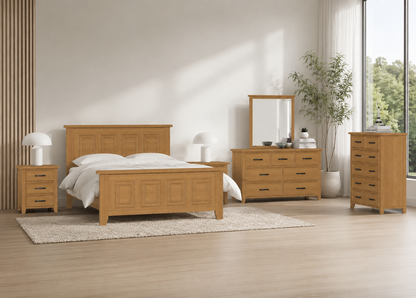 King Sydneyside (AUSSIE MADE) 6 Piece (THE LOT) Bedroom Suite - Tassie Oak Combination - Assorted Colours