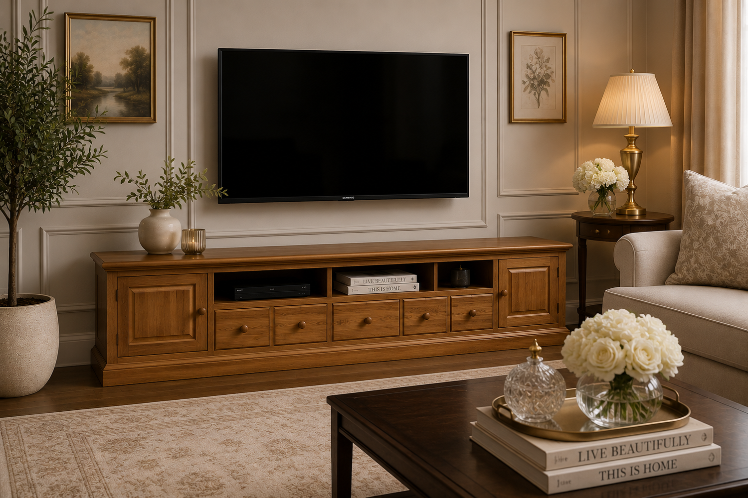 Napoleon (AUSSIE MADE) Lowline TV Unit Collection - Tassie Oak Combination - Assorted Stained Colours