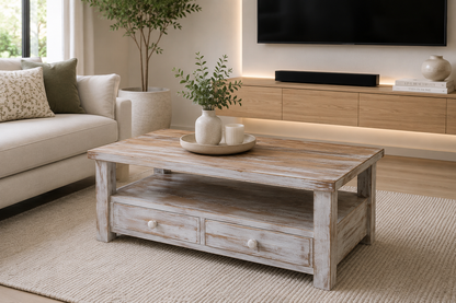 Paling (AUSSIE MADE) Coffee Table With 2 Drawer Collection - Assorted Stained Colours