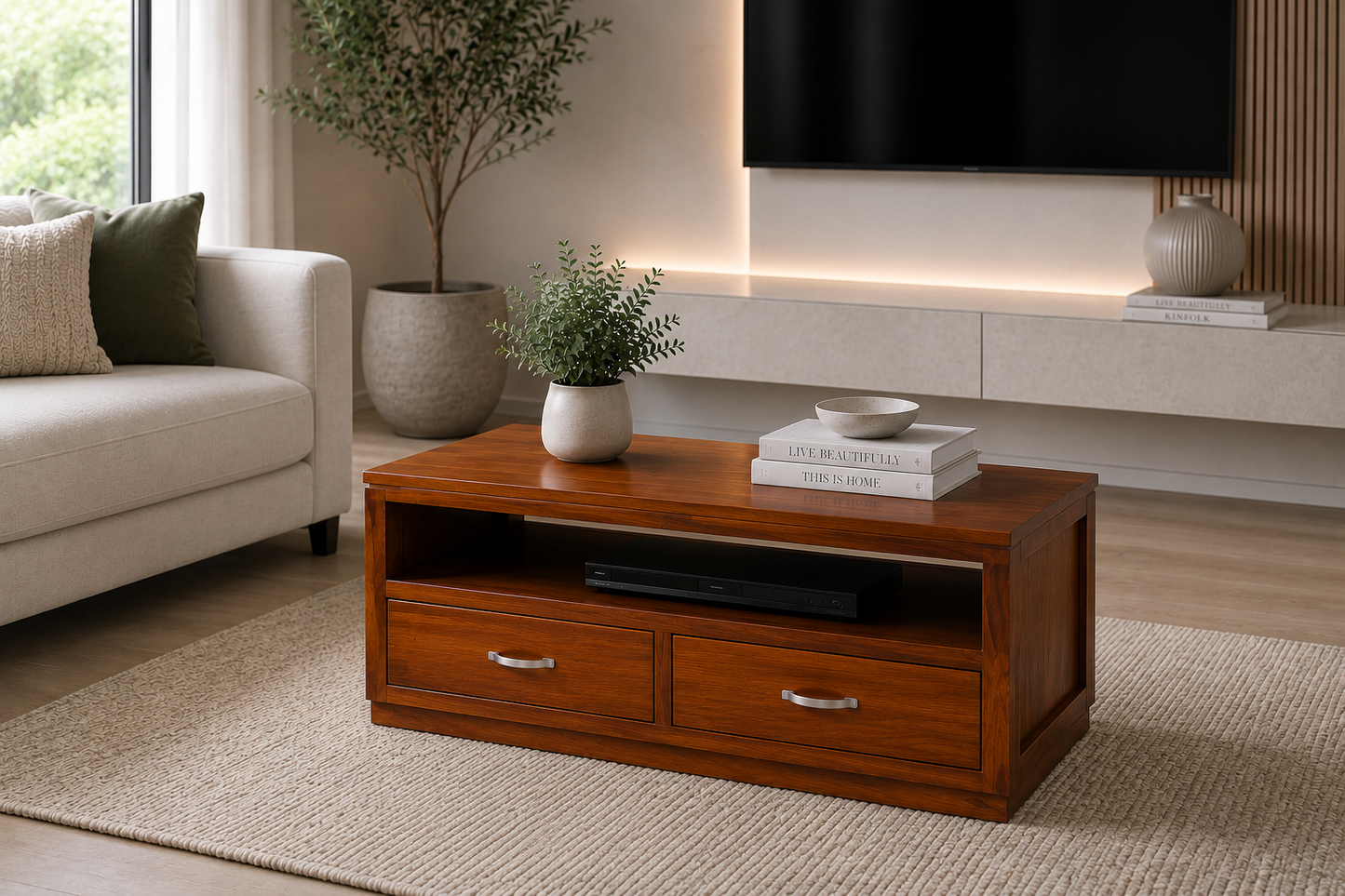 Nooture (AUSSIE MADE) 2 Drawer Coffee Table Collection - Assorted Stained Colours