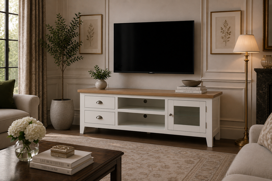 Arbetta (AUSSIE MADE) Lowline Large Entertainment TV Unit 1 Door / 2 Drawers Collection - Assorted Painted / Stained Colours