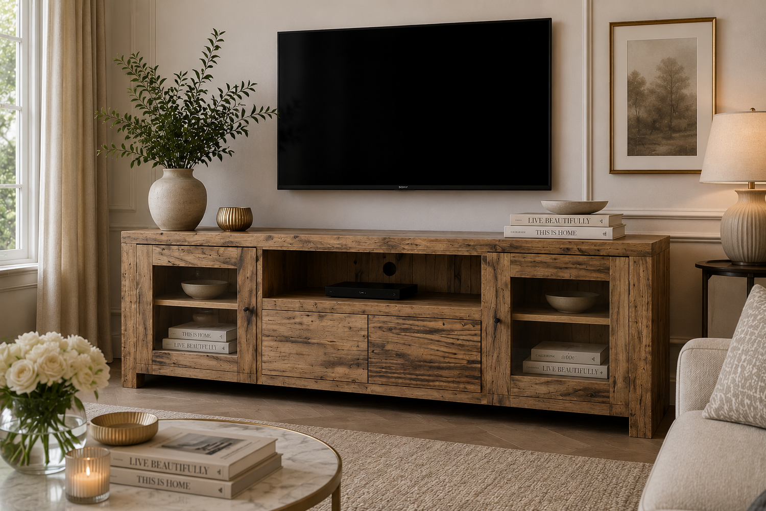 Hunter (AUSSIE MADE) Lowline TV Unit Collection - Tassie Oak Combination - Assorted Stained Colours