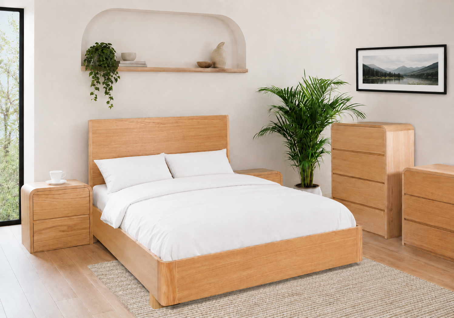 King Andre (AUSSIE MADE) Bed - Tassie Oak Combination - Assorted Stained Colours