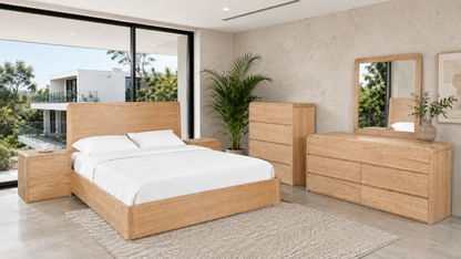 King Andre (AUSSIE MADE) Bed - Tassie Oak Combination - Assorted Stained Colours
