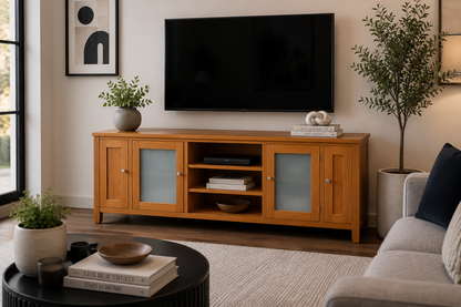 Lydia (AUSSIE MADE) Lowline TV Unit Collection - Tassie Oak Combination - Assorted Stained Colours