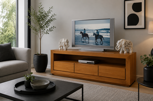 Elke (AUSSIE MADE) Lowline TV Unit With 3 Drawers Collection - Assorted Stained Colours