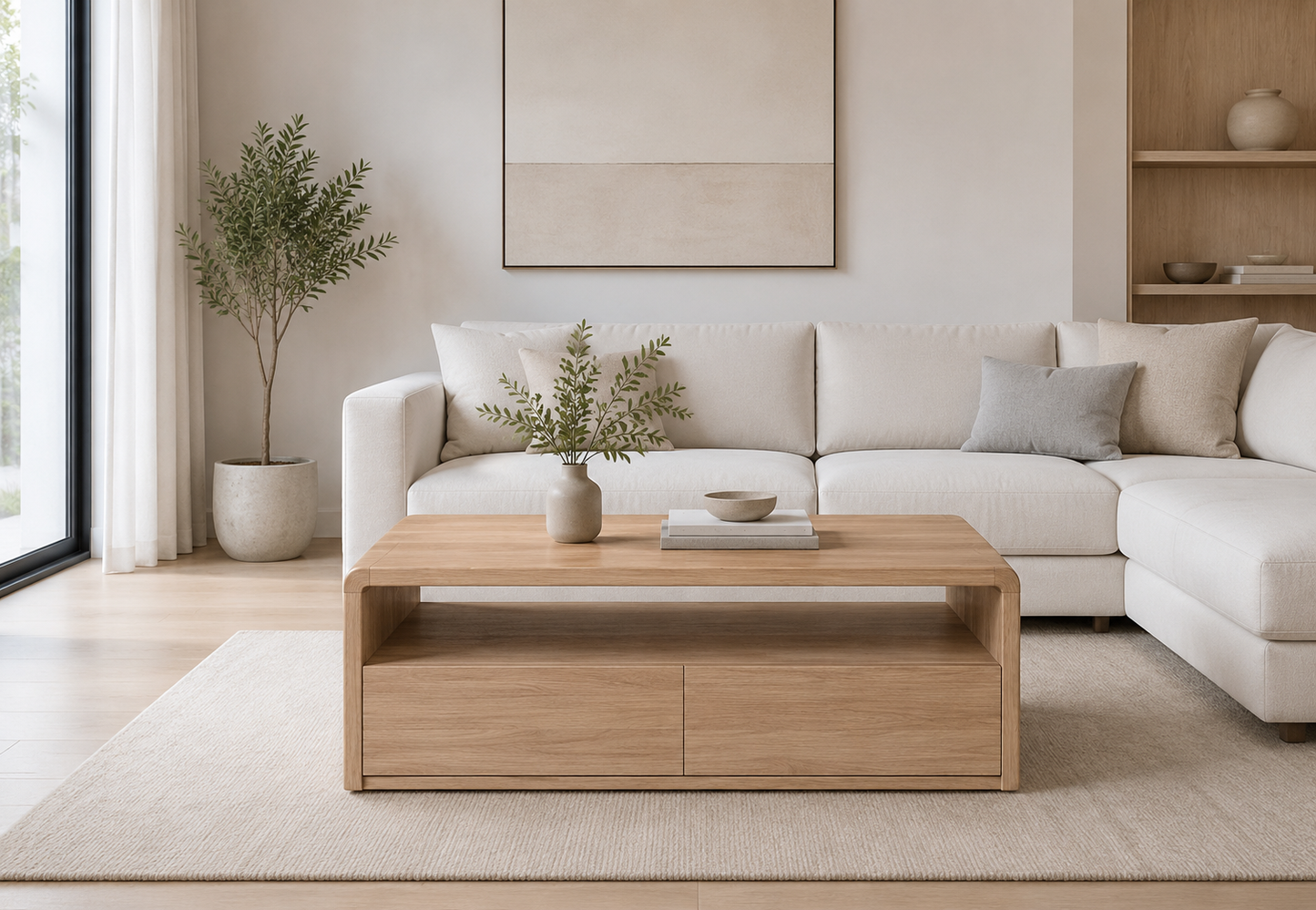 Andre (AUSSIE MADE) With 2 Drawer Coffee Table Collection - Tassie Oak Combination - Assorted Stained Colours