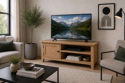 Elegance (AUSSIE MADE) 1 Door / 2 Shelves TV Unit Collection - Tassie Oak Combination - Assorted Stained Colours