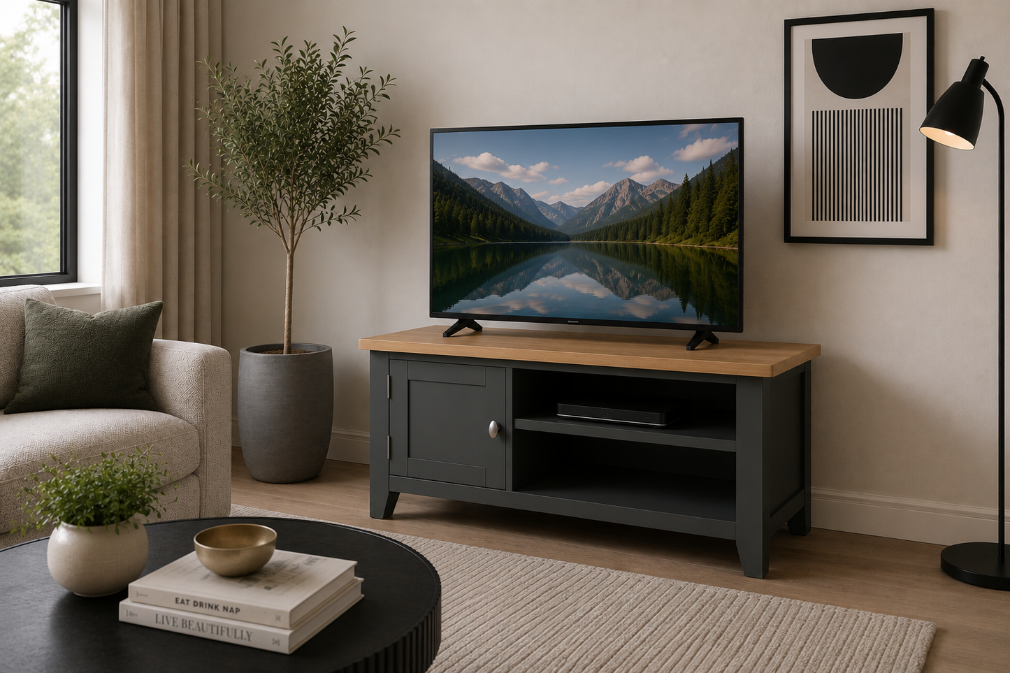 Emmett (AUSSIE MADE) 1 Door TV Unit Collection - Tassie Oak Combination - Assorted Painted / Stained Colours