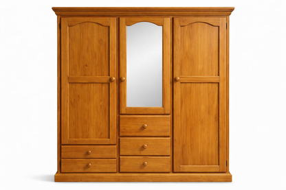 Mudgee (AUSSIE MADE) 3 Section With 3 Doors & 5 Drawers Wardrobe Collection - Assorted Stained Colours