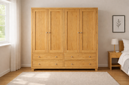 Retro (AUSSIE MADE) Door Wardrobe With 4 Door / 4 Drawer Collection - Assorted Stained Colours