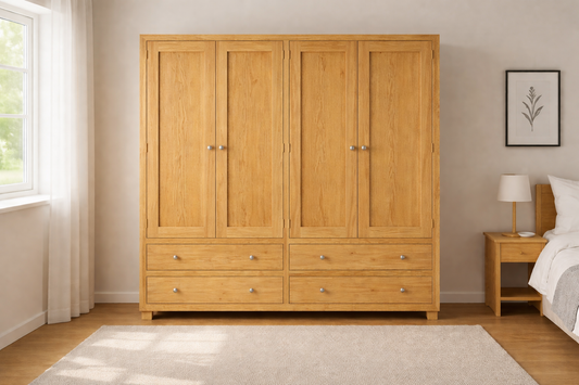 Retro (AUSSIE MADE) Door Wardrobe With 4 Door / 4 Drawer Collection - Assorted Stained Colours