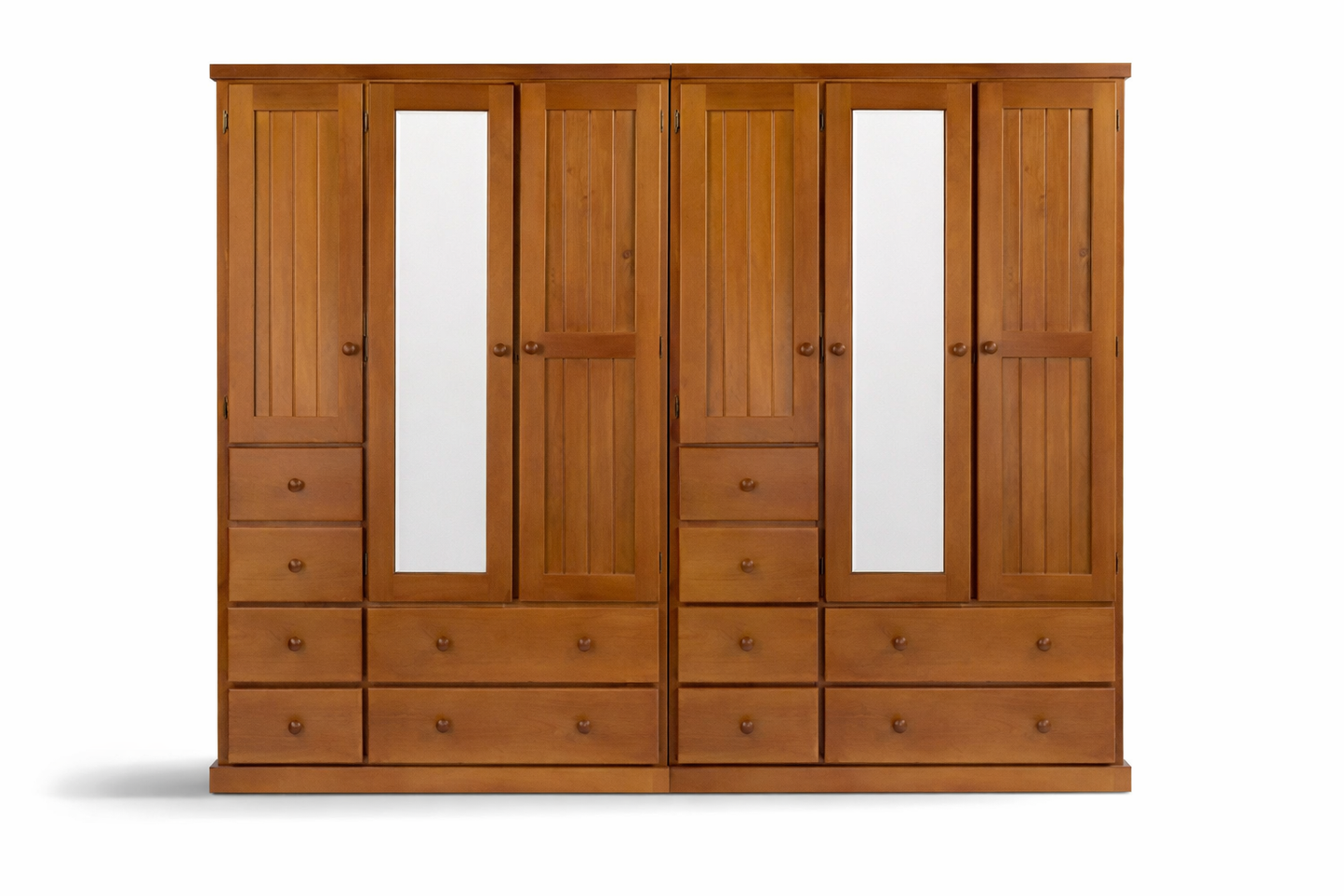 Urban (AUSSIE MADE) Flat Top Wardrobe 6 Doors / 12 Drawers With Mirror Collection - Assorted Stained Colours