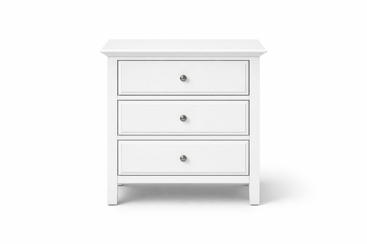 Jasper 3 Drawer Bedside Chest - 660(H) X 550(W) - White