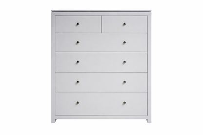 Celine (AUSSIE MADE) 6 Drawer Tallboy With Handles - 1300(H) X 900(W) - Assorted Colours (PICTURED IN WHITE)