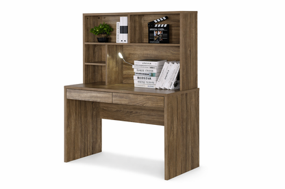 Ermington Study Desk With Hutch - 1515(H) X 1200(W) X 580(D) - Grey Oak
