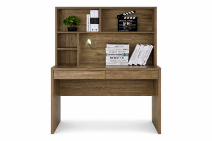 Ermington Study Desk With Hutch - 1515(H) X 1200(W) X 580(D) - Grey Oak