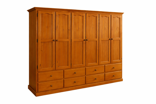 Mudgee (AUSSIE MADE) Wardrobe With 6 Doors / 8 Drawers Collection - Assorted Stained Colours
