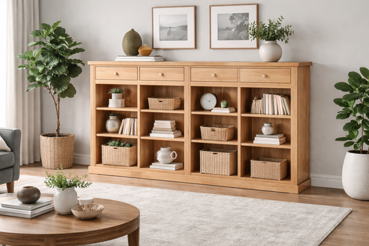 Lithgow (AUSSIE MADE) Lowline Bookcase With Drawers Collection - Assorted Stained Colours