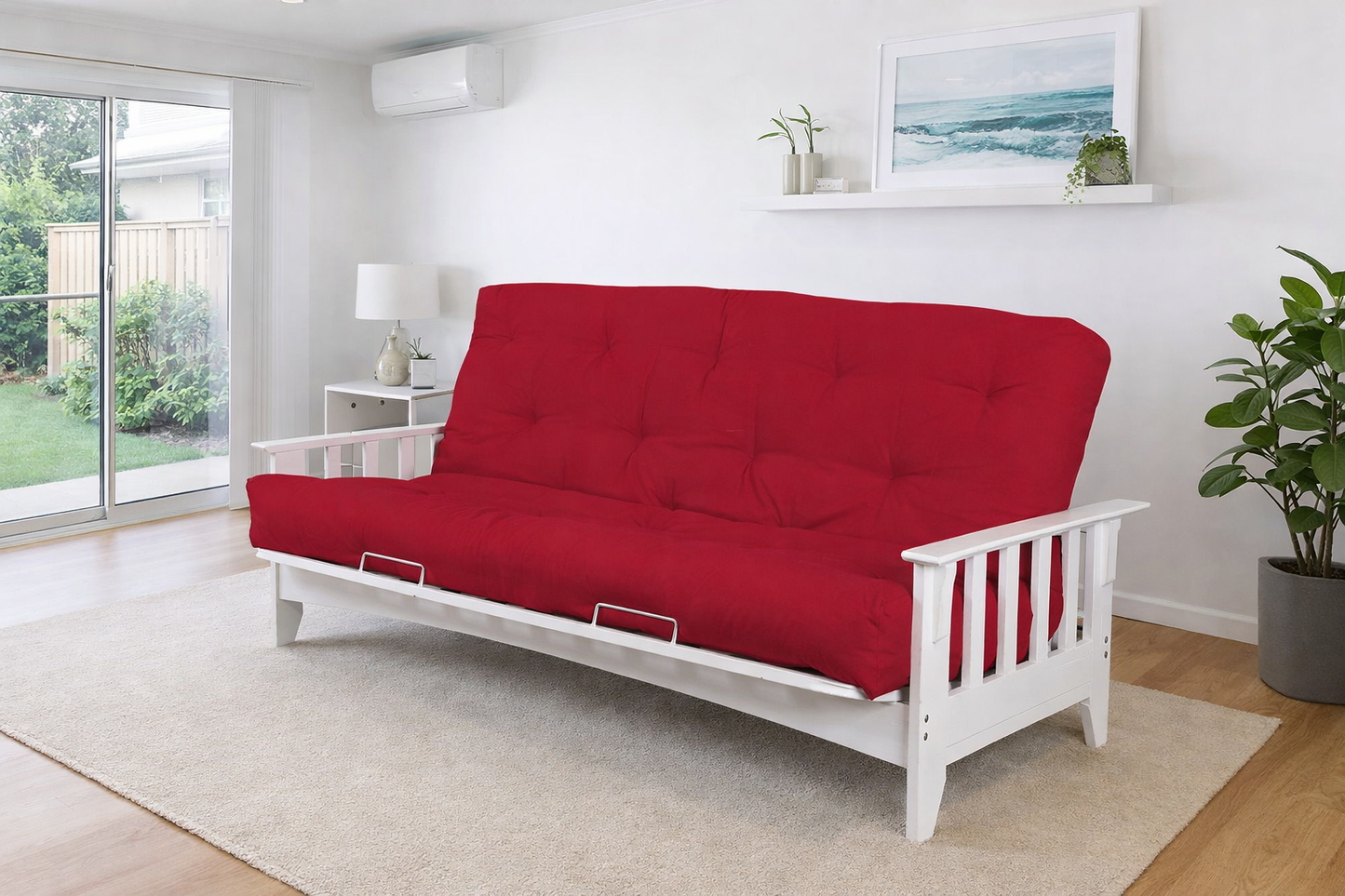 States Futon Sofa Bed Excluding Mattress (MODEL 4-5-12-20-1) - Cherry Stain (NOT AS PICTURED)