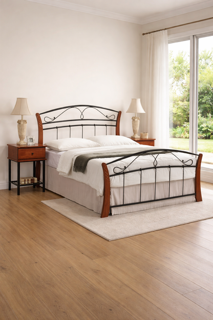 Queen Chester (FD) Bed - Antique Oak / Black