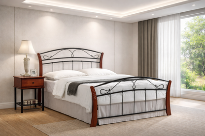 Queen Chester (FD) Bed - Antique Oak / Black